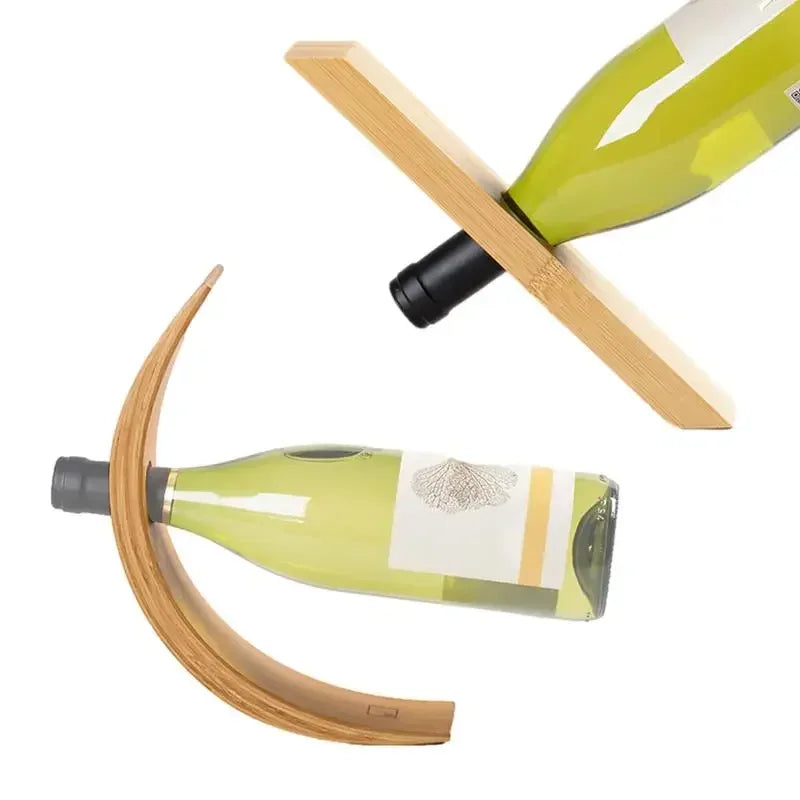 Bamboo Balance Wine Rack – Single Bottle Display Stand Wine Bottle Rack Babs