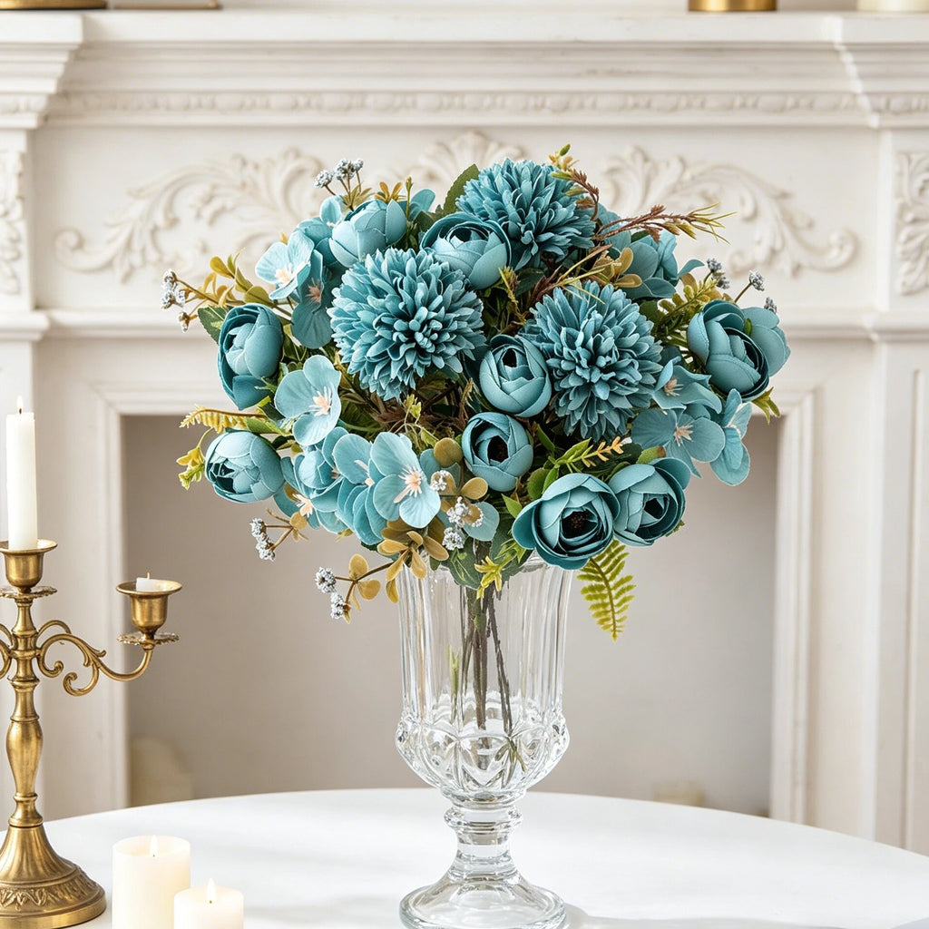 Artificial Tea Rose Bud Bouquet – Silk Flowers, Home & Wedding Artificial Flower Bouquet Babs
