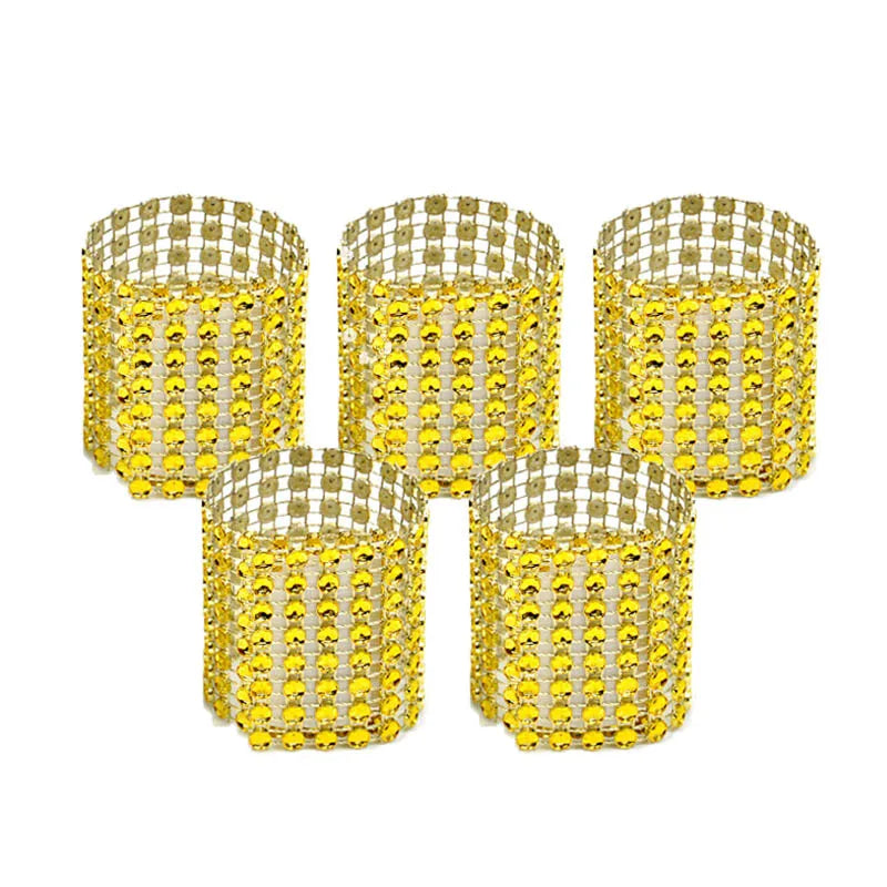 10pcs Rhinestone Bow Napkin Rings Gold Silver Wedding Decor Napkin Rings Babs gold