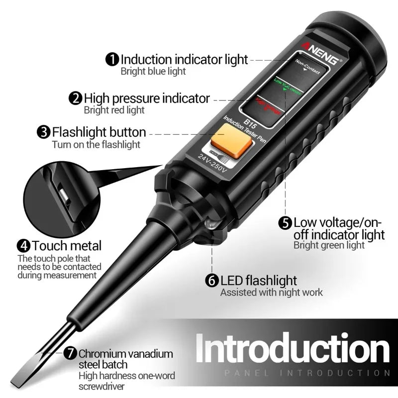 Voltage Tester Pen – Color Light, Breakpoint & Live Wire Detector Voltage Tester Pen Babs