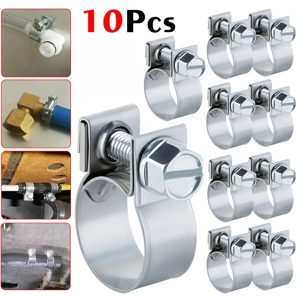 10PCS Mini Hose Clamps – Fuel Line & Pipe Clips Set Hose Clamps Babs