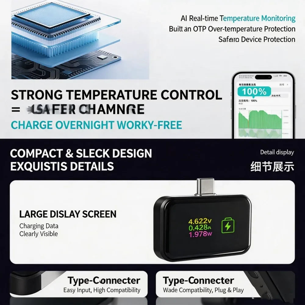 140W USB-C Smart Fast Charger Auto-Disconnect Laptop Adapter USB-C Fast Charger Babs