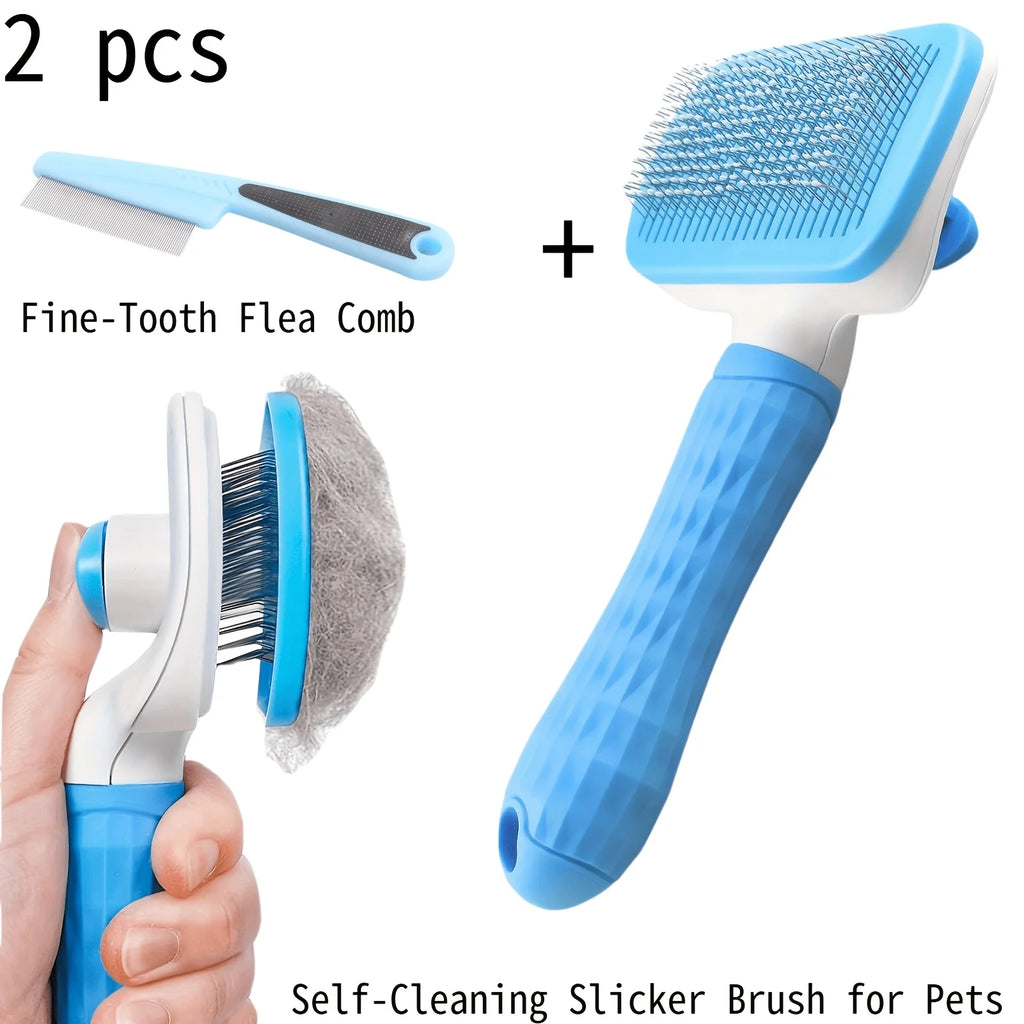 2-Piece Pet Grooming Set – Slicker Brush & Flea Comb Pet Grooming Set Babs