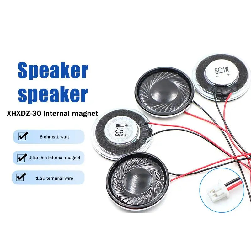 2Pcs Ultra Thin 30mm 8Ohm 1W DIY Speaker MX 1.25 Terminal DIY Mini Speaker Babs