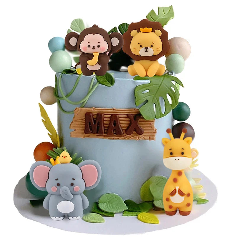 Jungle Animal Birthday Cake Topper – Lion, Giraffe & Safari Set Cake Topper Set Babs