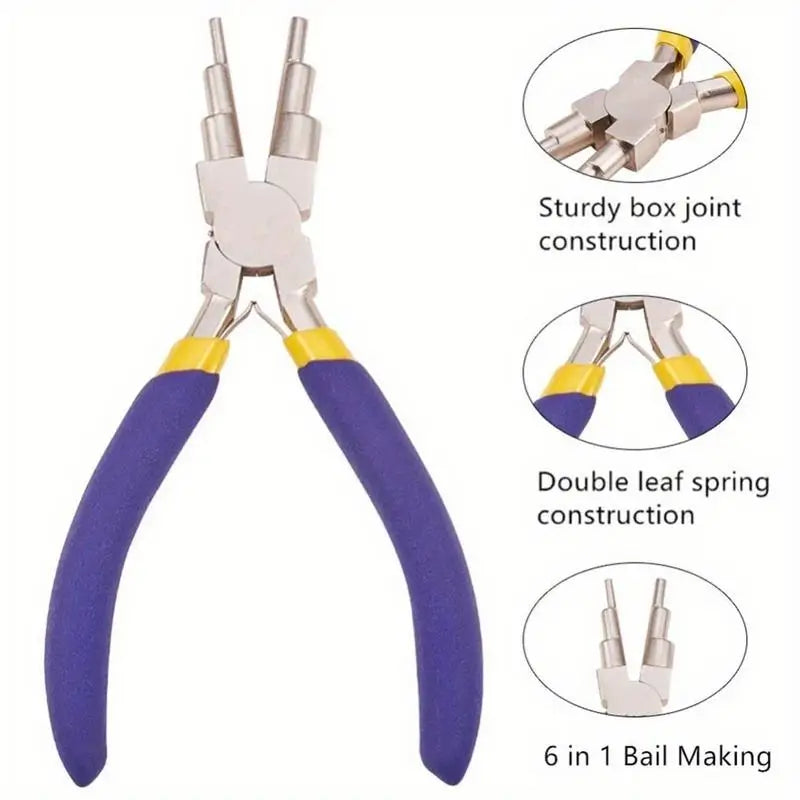 6-in-1 Jump Ring & Bail Making Pliers | 3mm–10mm Wire Looper Bail Making Pliers Babs Light Blue