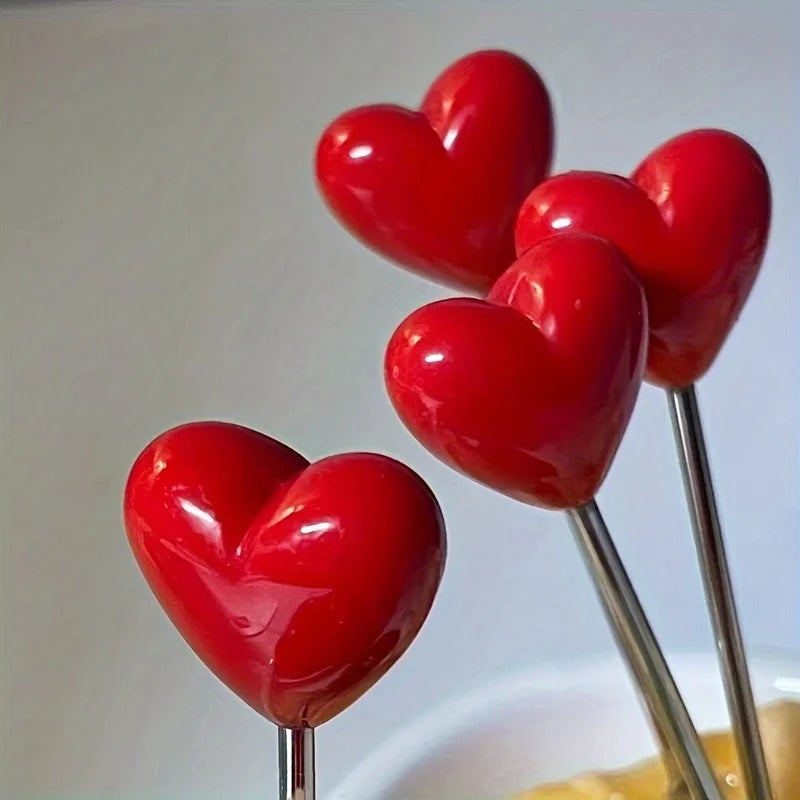 Love Heart Stainless Steel Cake & Fruit Fork Set | 4 Pcs Dessert Fork Set Babs