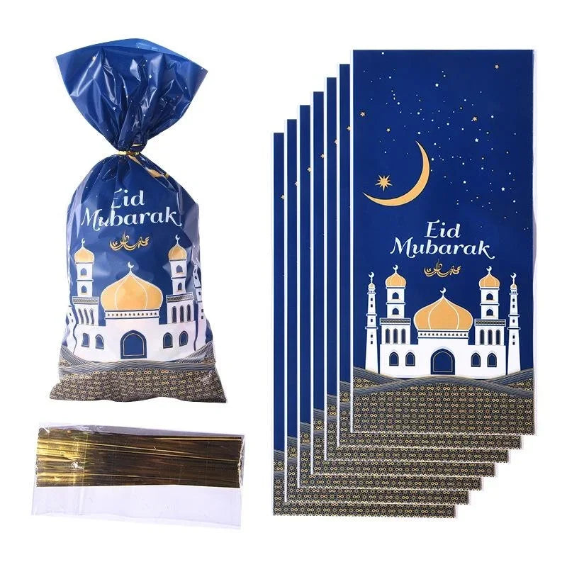 100pcs Eid Mubarak Candy Bags – Ramadan Party Gift Supplies Party Gift Bags Babs