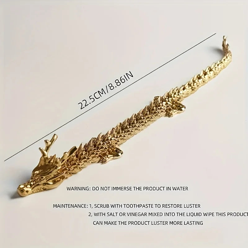 3D Alloy Golden Dragon Statue – Movable Limbs, Home Décor Dragon Figurine Babs
