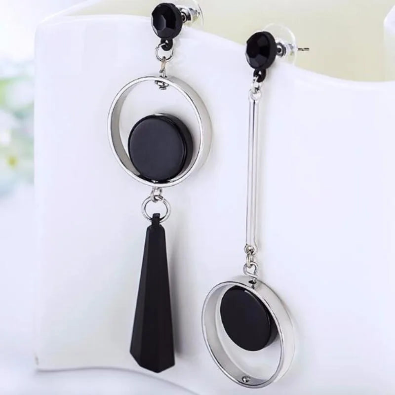 Korean Geometric Asymmetric Drop Earrings – Rhinestone Acrylic Drop Earrings Babs