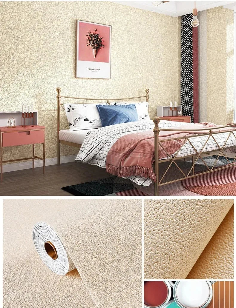Self-Adhesive XPE Foam Wallpaper – Linen Diatom Mud Wall Sticker Peel & Stick Wallpaper Babs Diatom yellow 50cmx10m