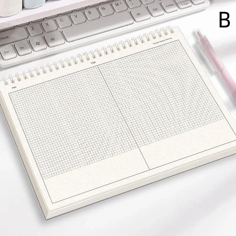 B5 Spiral Grid Notebook 60 Sheets | PP Cover, Bleed-Proof Spiral Notebook Babs B