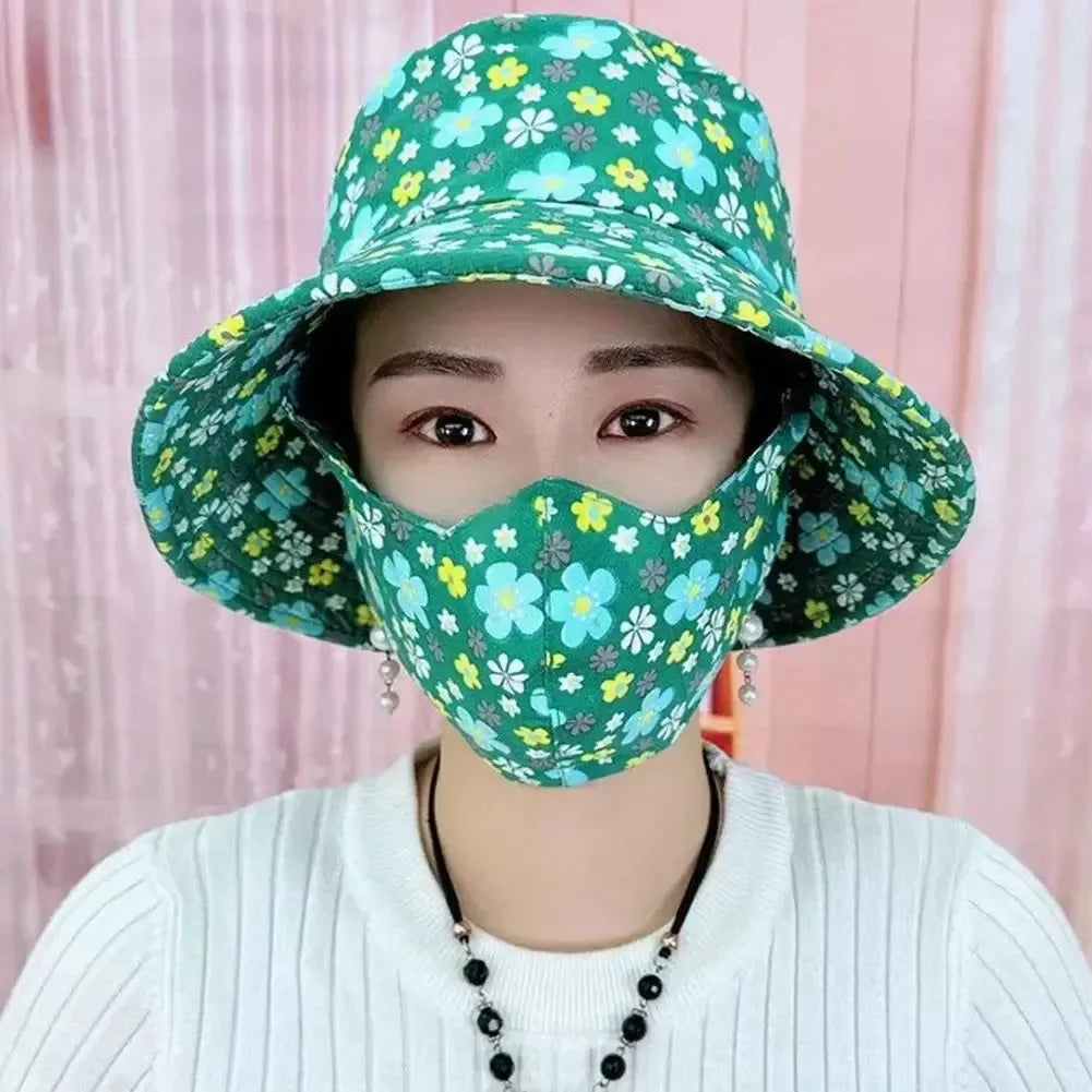 Women's Wide Brim Floral Sun Hat – UV Protection Fisherman Cap Women's Sun Hat Babs Green