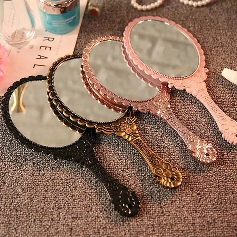 Vintage Embossed Floral Hand Mirror – Portable Makeup Mirror Cosmetic Hand Mirror Babs