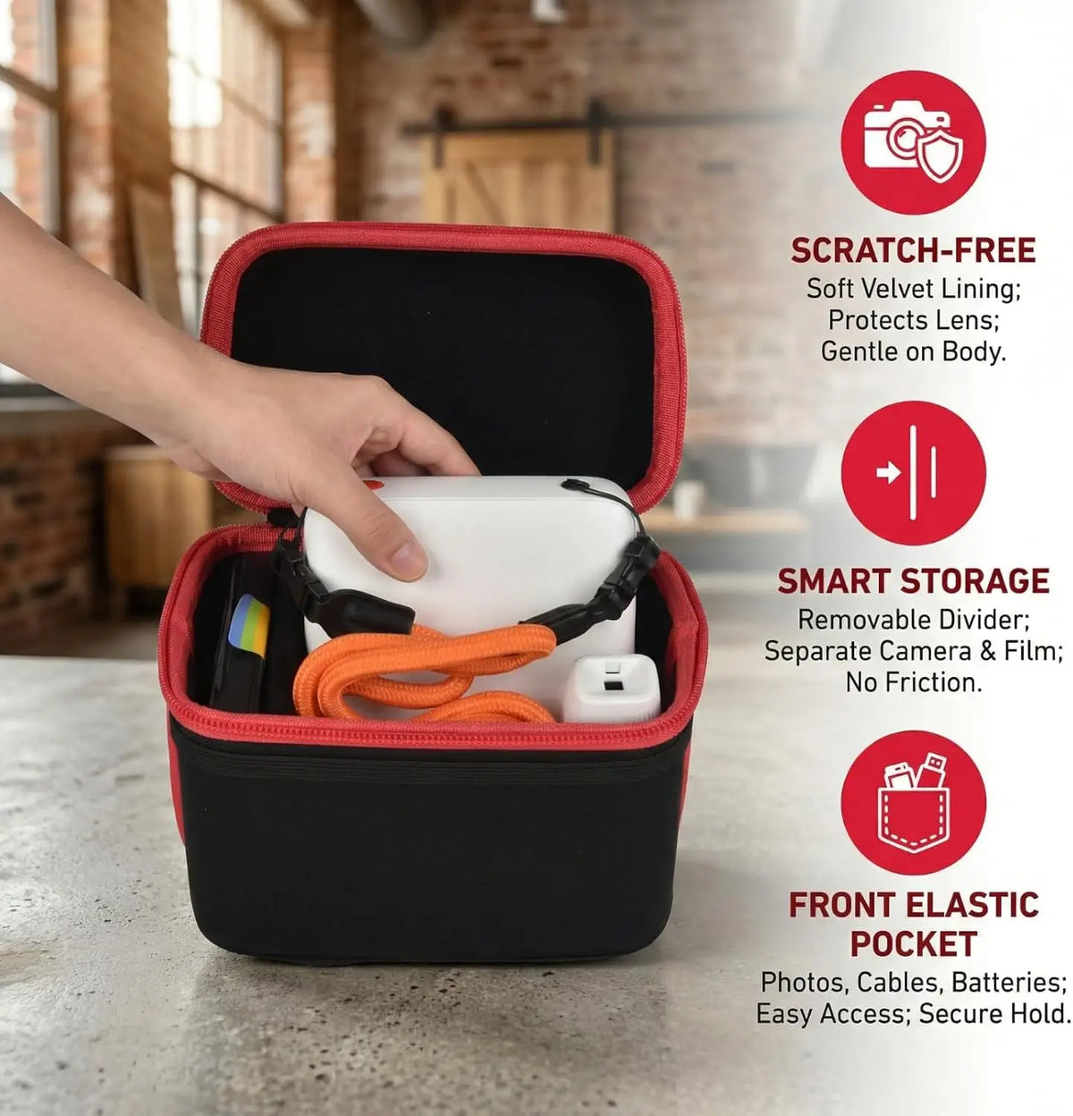 Polaroid Instant Camera Case – Hard EVA Carrying Bag with Strap Camera Carrying Case Babs