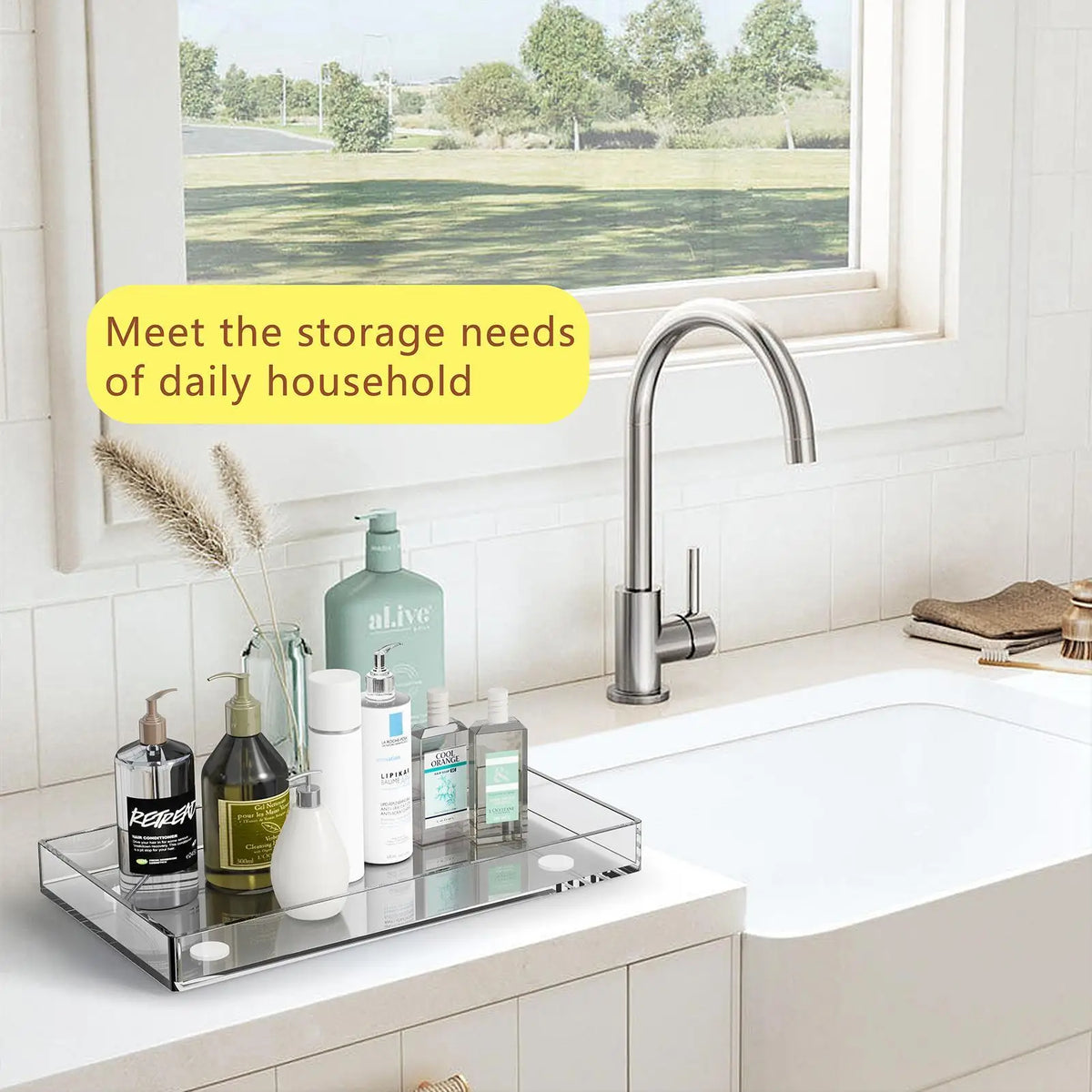 Clear Acrylic Rectangular Storage Tray – Kitchen & Home Organizer Acrylic Serving Tray Babs