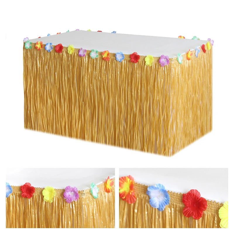 Hawaiian Grass Table Skirt – Tropical Luau Party Decoration Party Table Decoration Babs