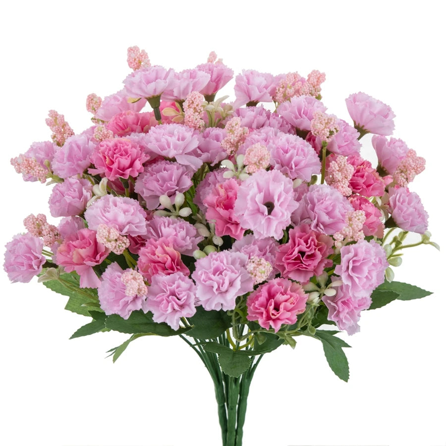 Artificial Silk Carnations – 15 Heads, Wedding & Home Floral Décor Artificial Flower Stems Babs