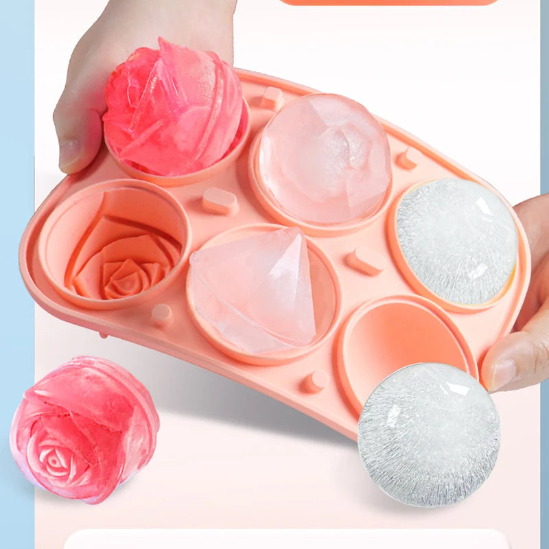 3D Rose Silicone Ice Cube Tray – 4/6 Grid Flower Shape Mold Silicone Ice Mold Babs