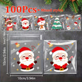 100Pcs Christmas Cellophane Candy Bags | Self-Adhesive Gift Bags Holiday Gift Bags Babs 100Pcs-Mixed styles 10x10cm