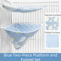 2-Piece Flannel Sugar Glider & Hamster Hammock Nest Set Small Animal Hammock Babs Blue