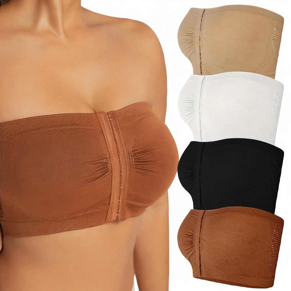 Women's Plus Size Strapless Bandeau Bra – Padded Tube Top Strapless Bandeau Bra Babs