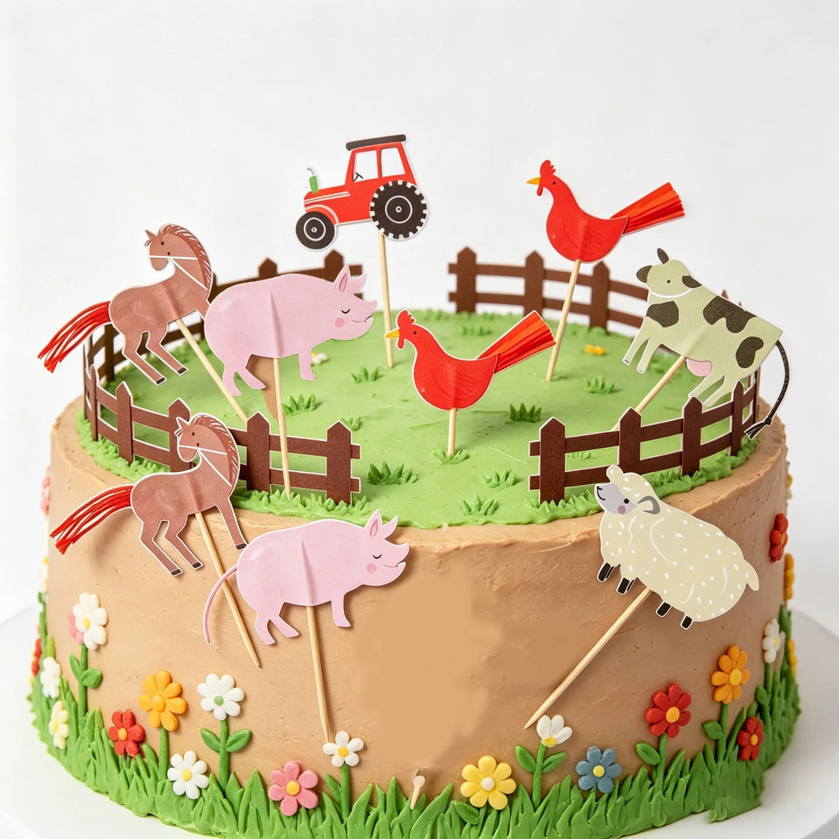 12Pcs Farm Animal Cake Toppers – Party & Baby Shower Picks Cake Toppers Babs