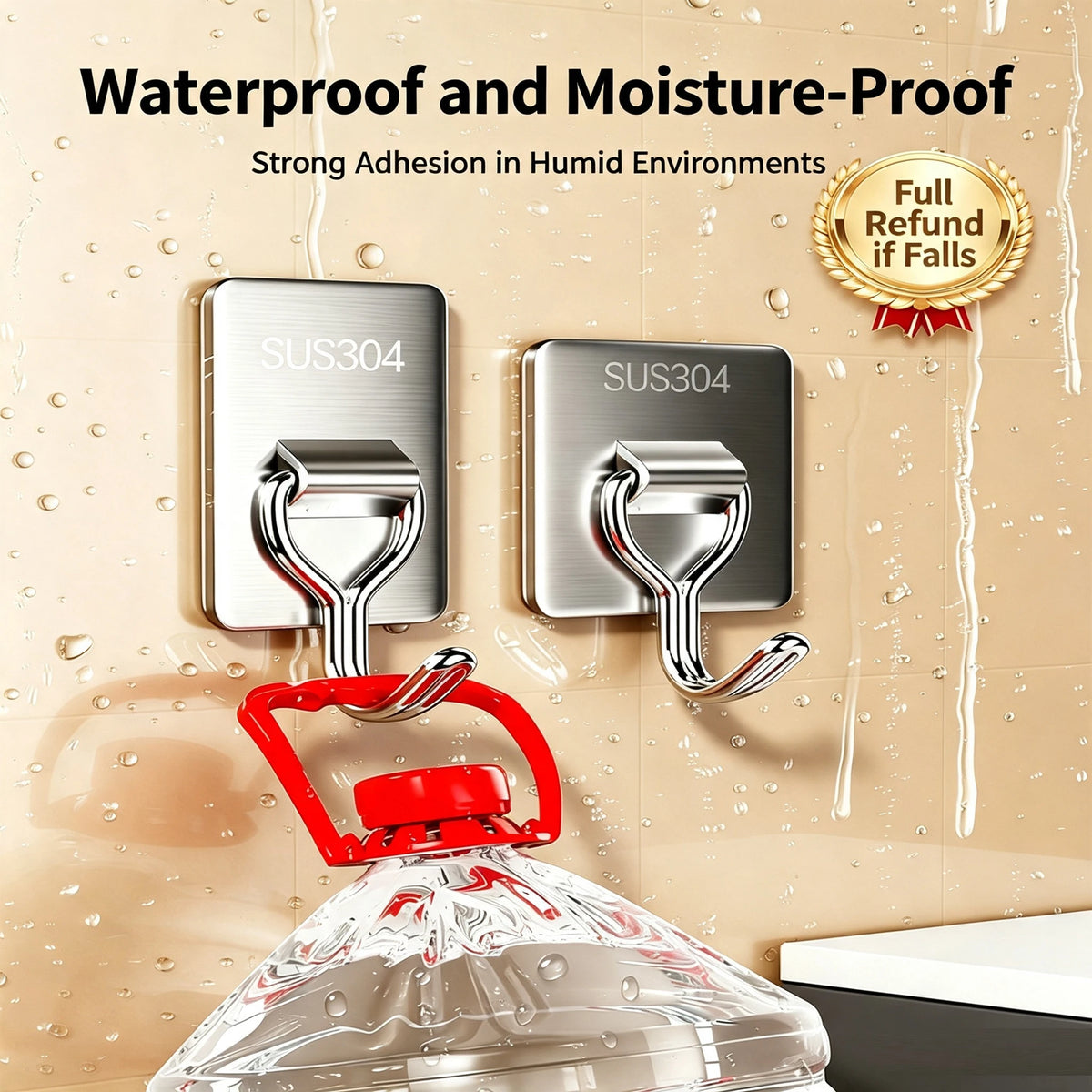 Rotating Self-Adhesive Stainless Steel Wall Hook | No Drill Self-Adhesive Wall Hook Babs