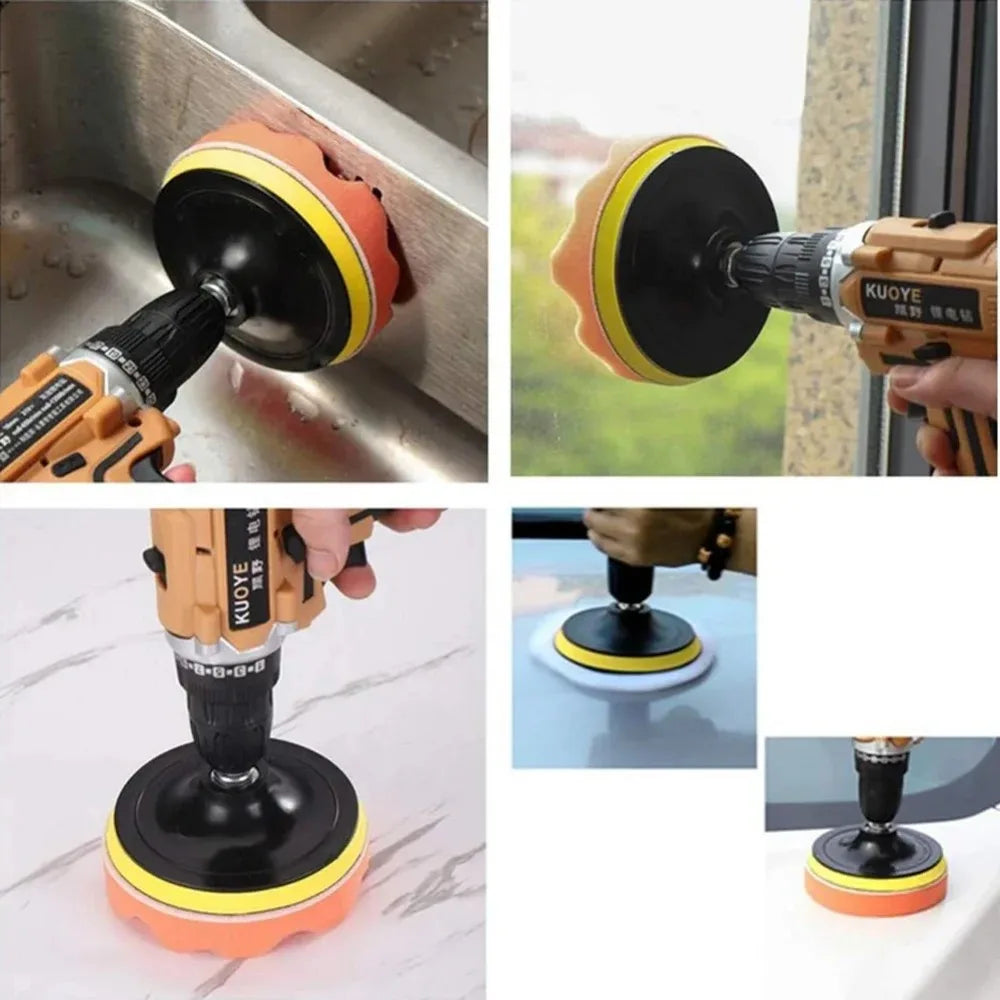 6pc Car Polishing Pad Kit – Sponge & Wool Buffing Wheels Car Polishing Pad Kit Babs