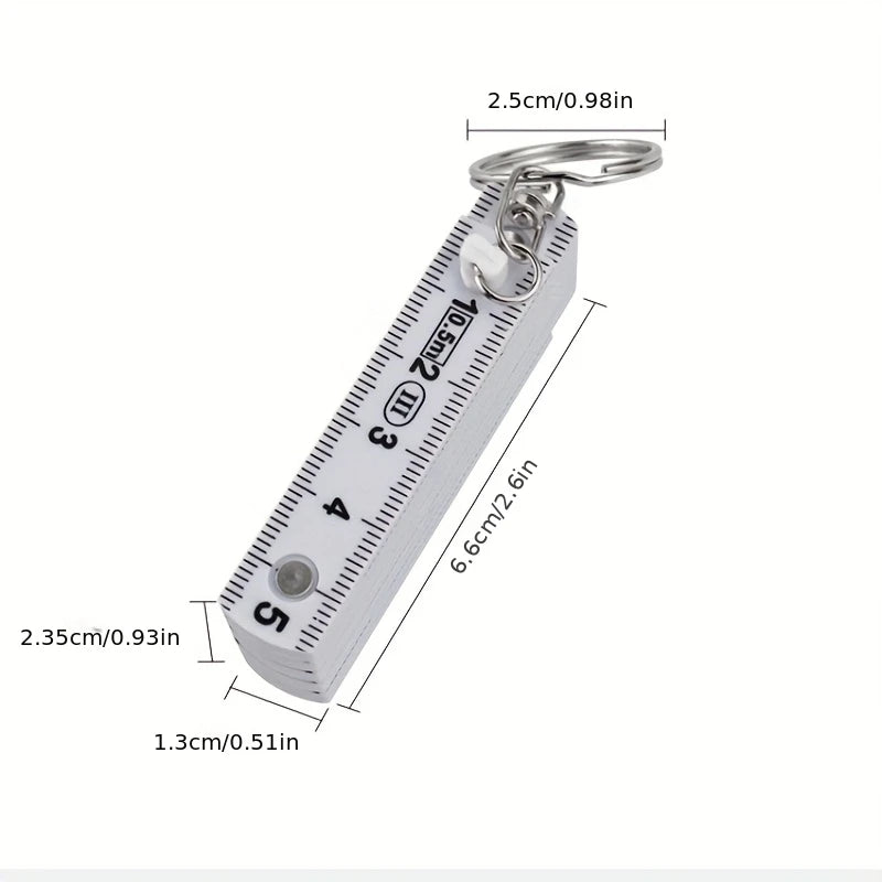 Folding Ruler with Keychain – Compact ABS Plastic 10-Section Folding Ruler Babs