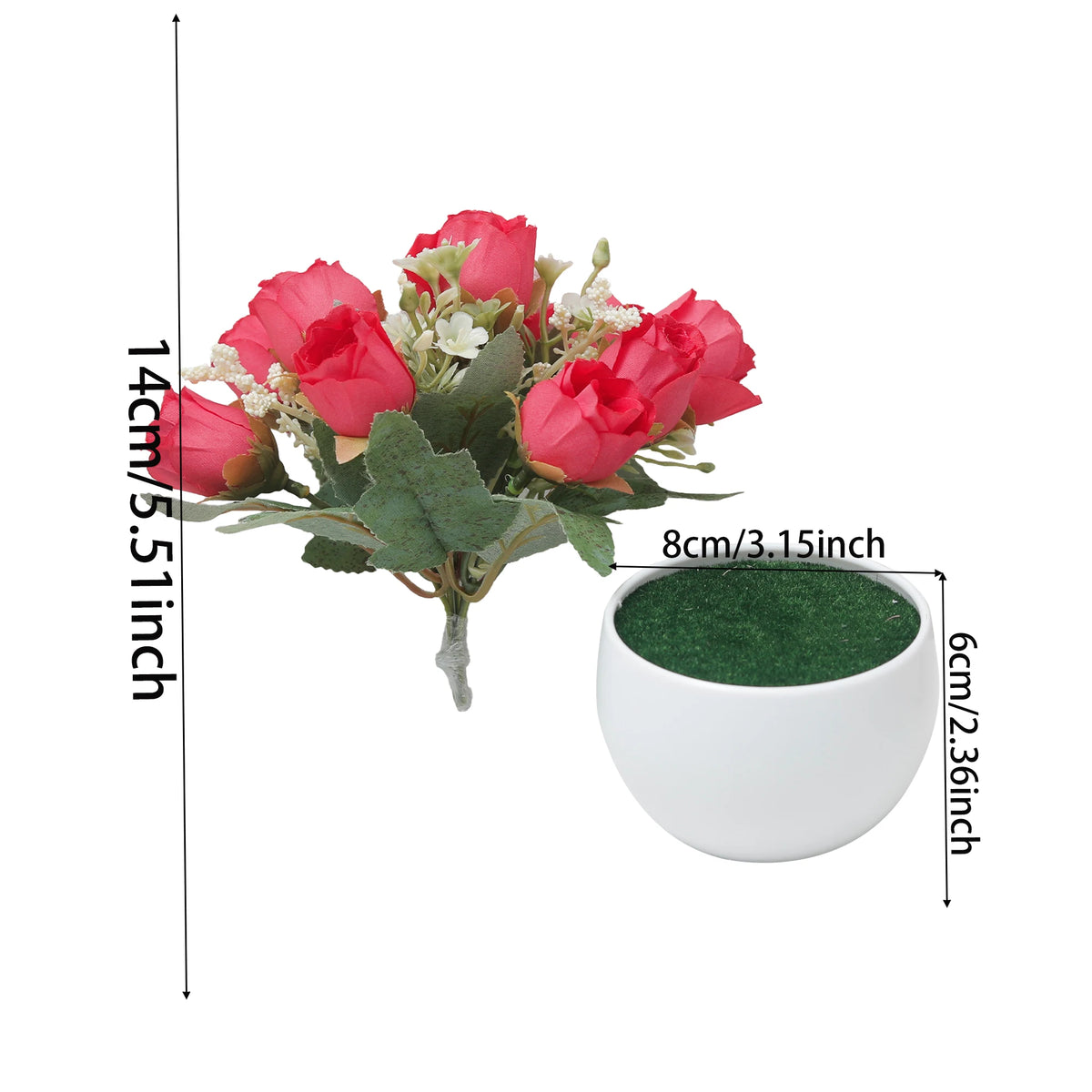 Rose Bonsai Artificial Silk Flowers Potted Plant – Home & Wedding Decor Artificial Flower Decor Babs