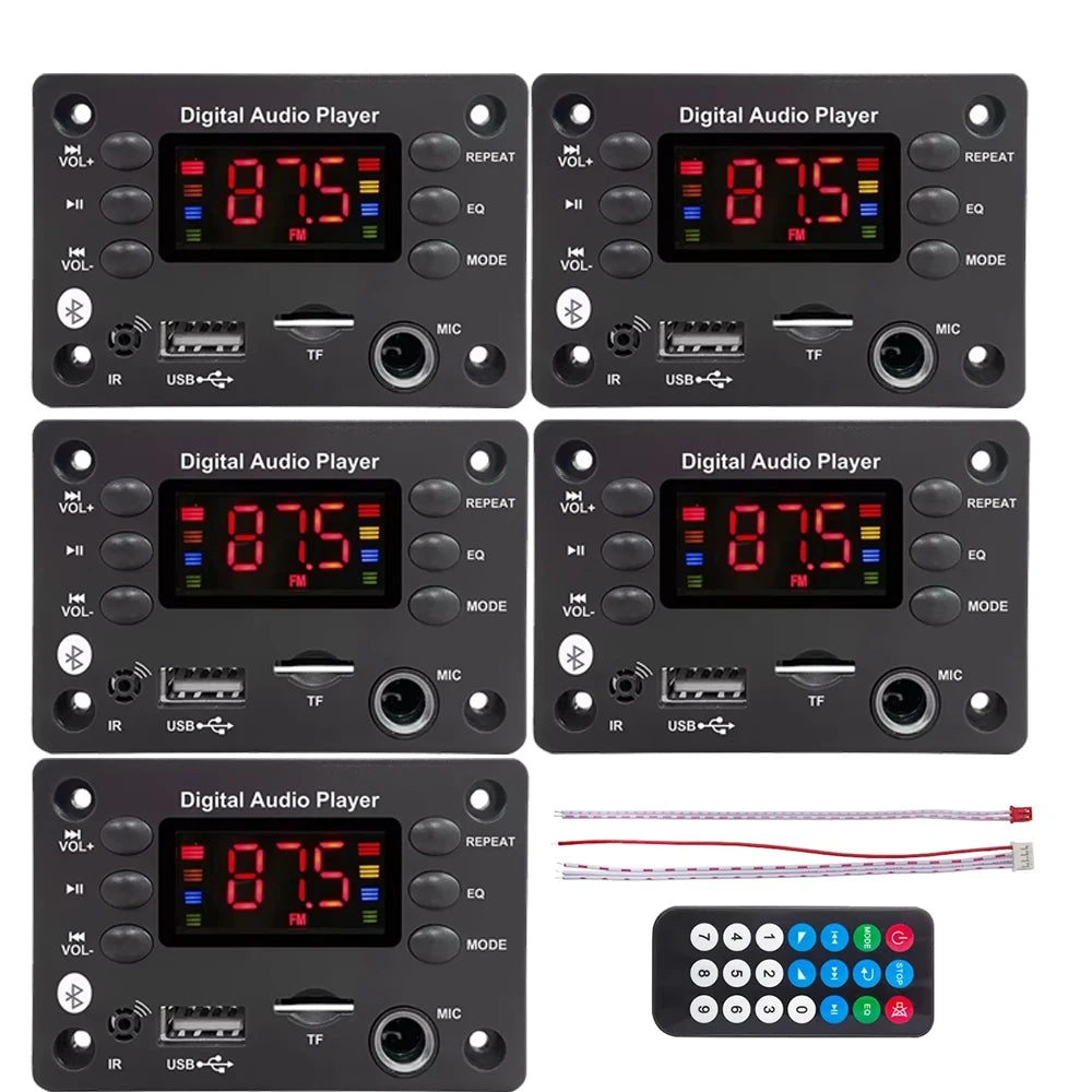 KEBIDUMEI Bluetooth 5.0 MP3 Decoder Board | USB TF FM Radio MP3 Decoder Board Babs 5PCS