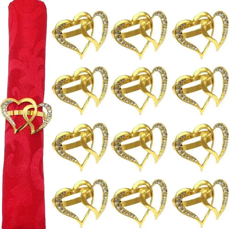 Golden Heart Metal Napkin Rings Set, 2pcs – Table Décor Napkin Rings Set Babs