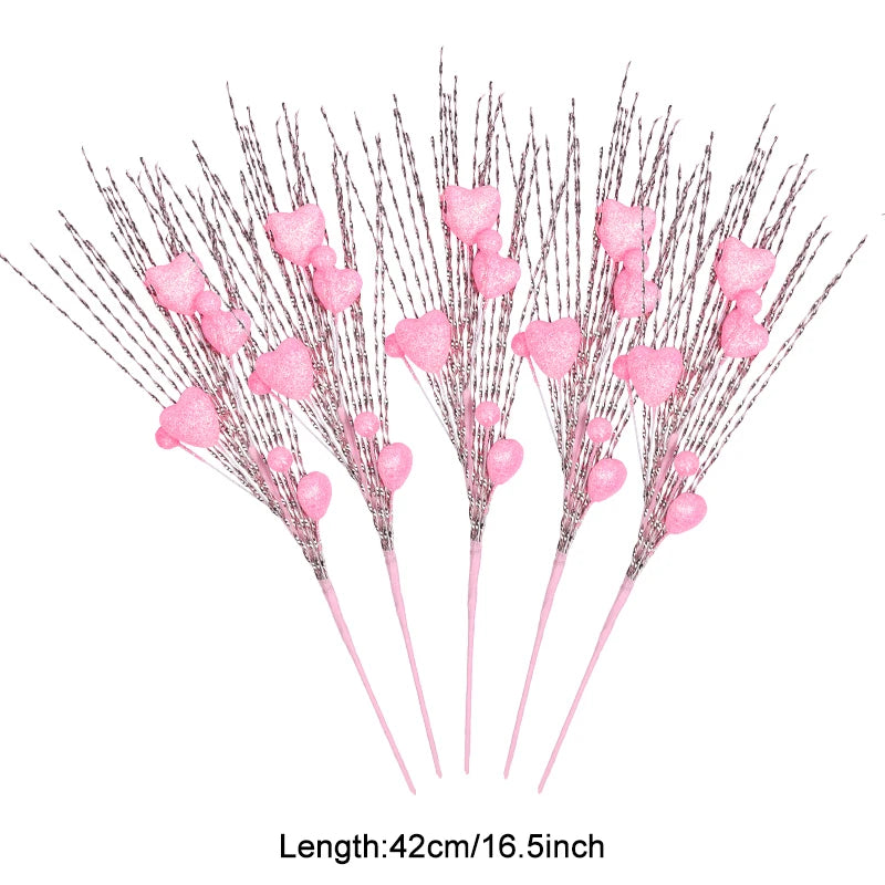 5pcs Artificial Heart Berry Picks – Wedding & Valentine's Décor Artificial Floral Picks Babs D 5Pcs