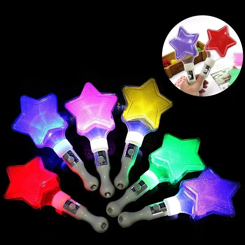 12pcs Star Flashing Glow Wands – Concert & Party Cheering Props Glow Party Wands Babs