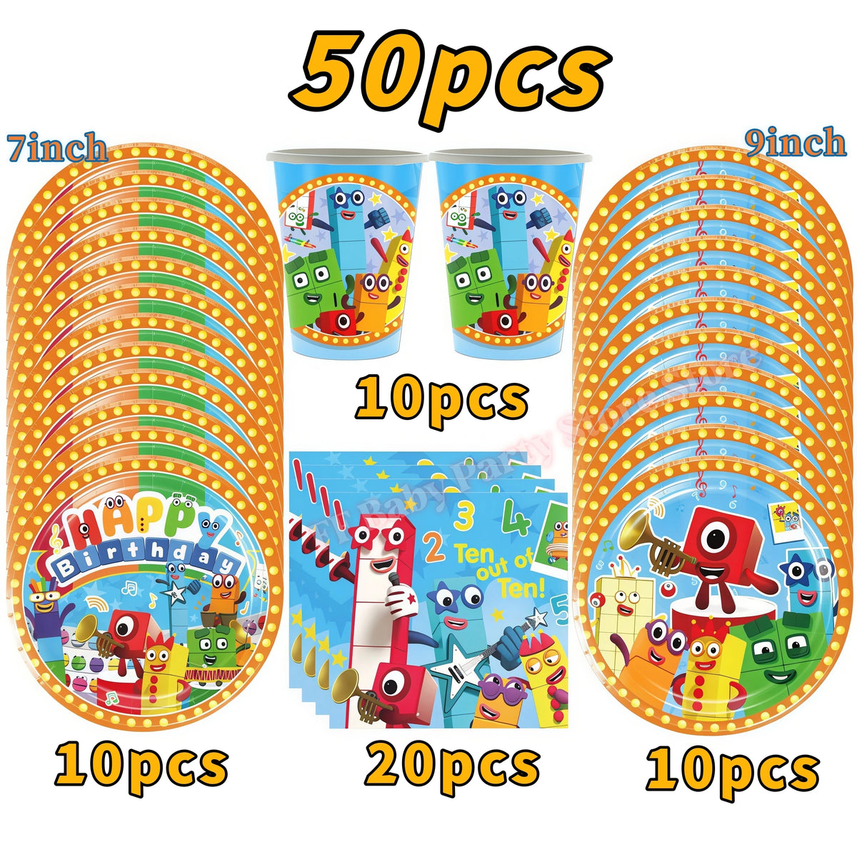 Building Blocks Birthday Party Kit – Plates, Cups, Balloons