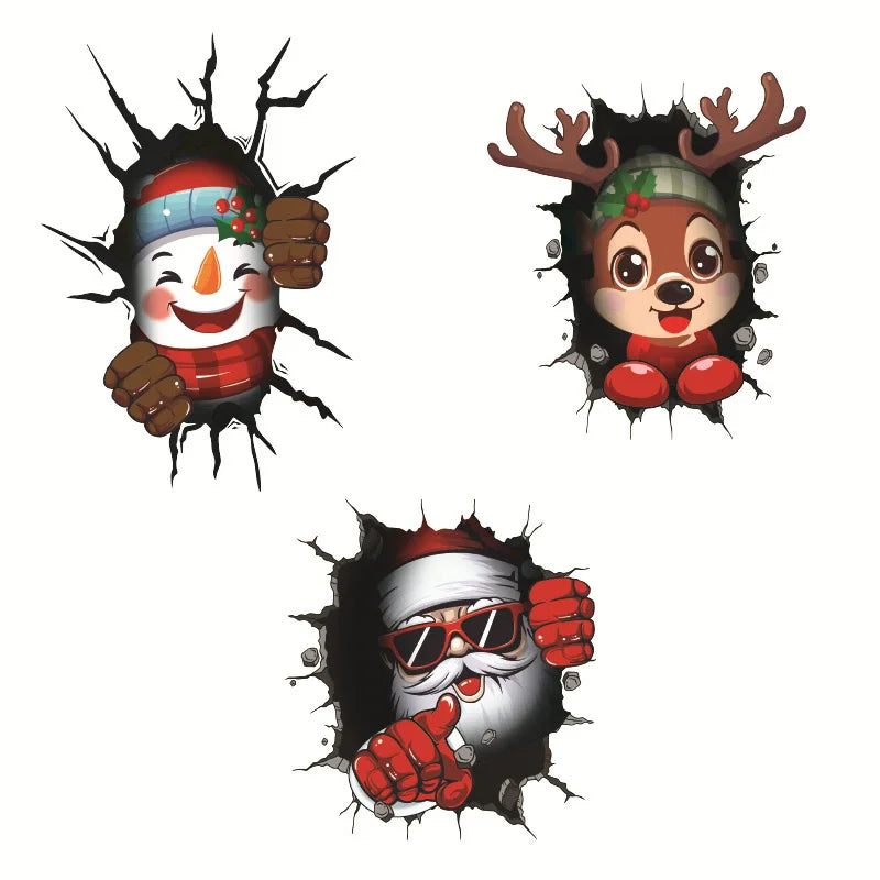 Christmas Window Stickers – Santa, Snowflakes & Elk Cling Decor Christmas Window Stickers Babs