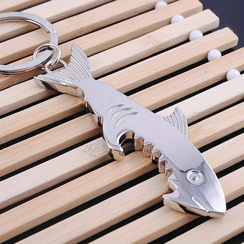 Shark Bottle Opener Keychain – Zinc Alloy Silver Key Ring Keychain Bottle Opener Babs