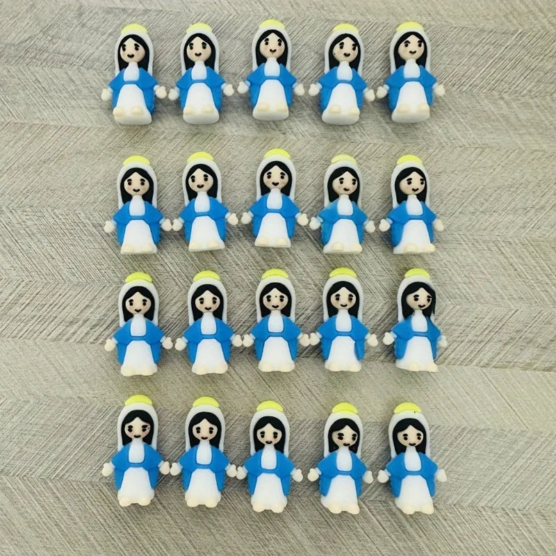 20pcs Mini Blue Maria PVC Statues | Holiday Tabletop Décor Decorative Figurines Babs