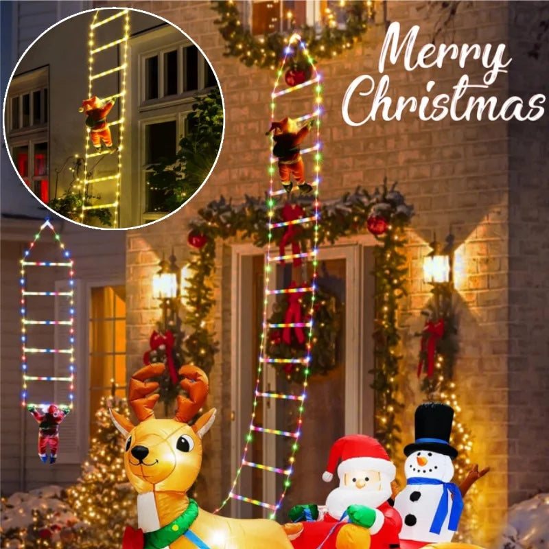 LED Christmas Ladder Light with Climbing Santa Claus | 3M Christmas LED Lights Babs