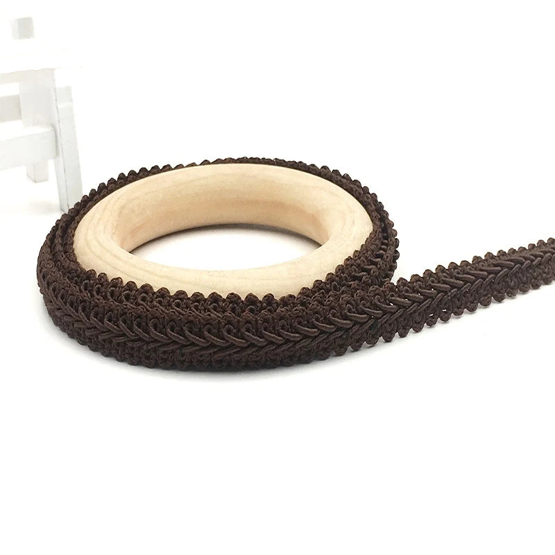 5M Centipede Braided Cotton Lace Trim 12mm – DIY Sewing Ribbon Lace Trim Ribbon Babs brown