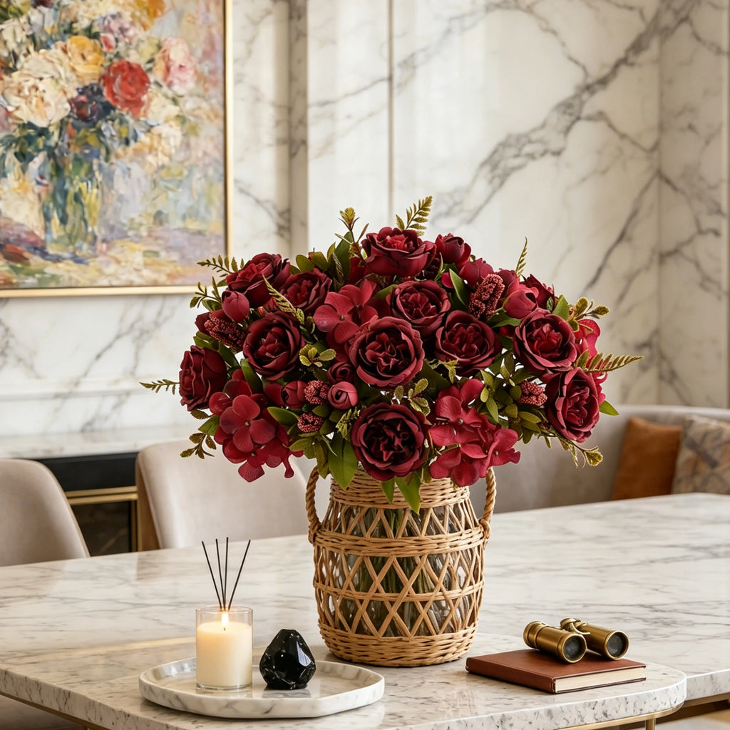 Artificial Silk Peony Hydrangea Bouquet – Wedding & Home Décor Artificial Flower Bouquet Babs