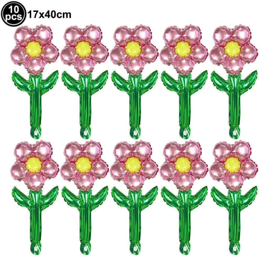 10pcs Mini Rose Flower Balloons – Wedding & Party Décor Foil Party Balloons Babs Light Yellow As pictures show