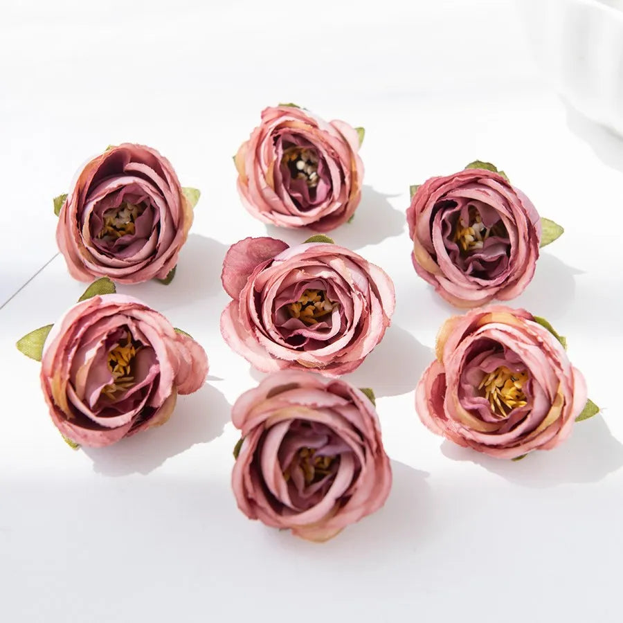 Silk Rose Artificial Flower Heads – Wedding & DIY Craft Decor Artificial Silk Flowers Babs plum 10 pcs