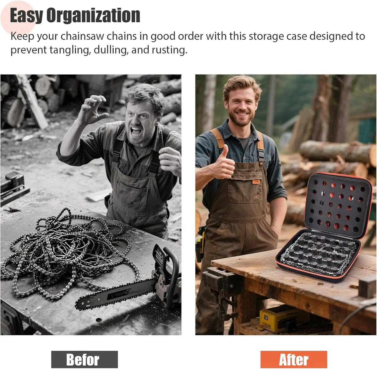 Chainsaw Chain Storage Case – Anti-Tangle, Fits 6–12 Chains Chainsaw Chain Case Babs