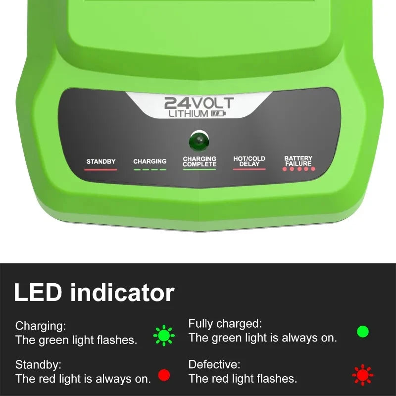 24V Fast Charger for Greenworks BAG708 29842 Lithium-Ion Batteries Battery Charger Babs