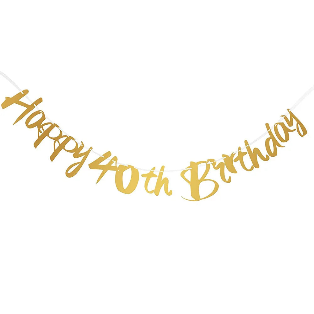 40th Birthday White & Gold Disposable Party Tableware Set Disposable Party Tableware Babs Banner