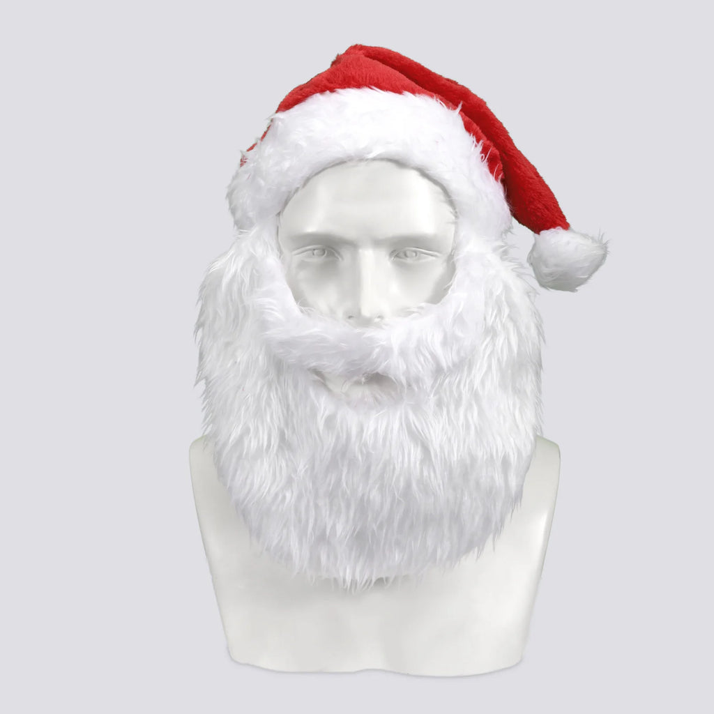 Santa Claus Christmas Hat with Plush Beard | Festive Costume Costume Hat Set Babs 57x25cm Red