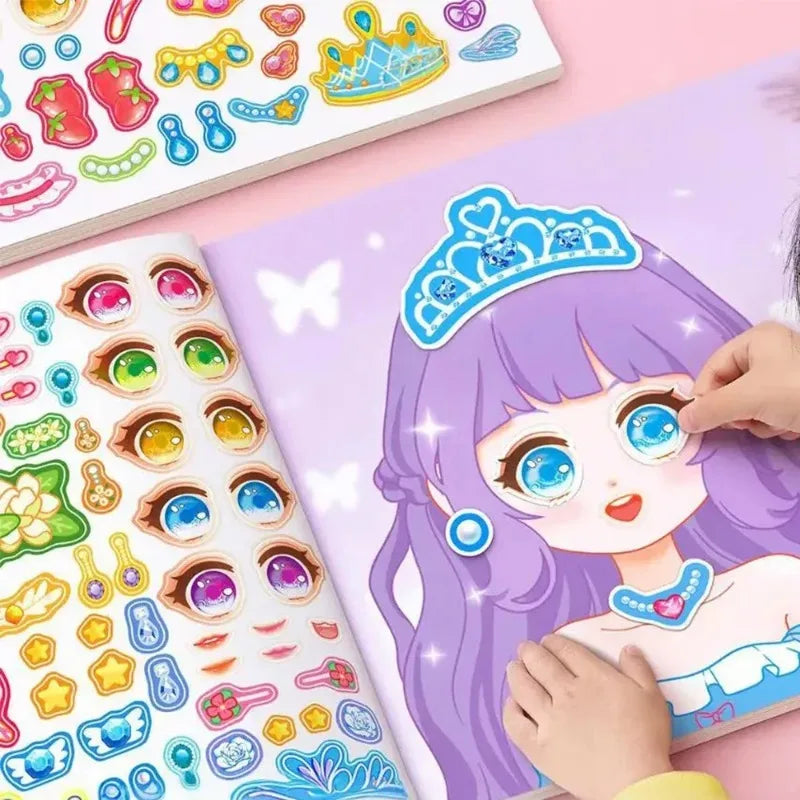 Princess Dress-Up Makeup Sticker Book for Girls – 15 Sheets Kids Sticker Book Babs