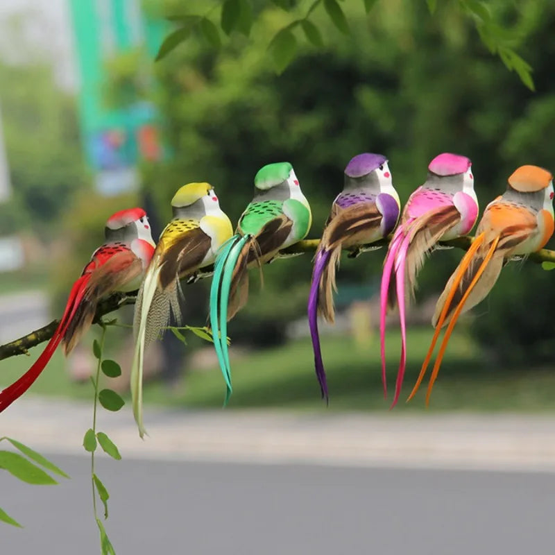 Decorative Simulation Feather Birds for Garden & Crafts – 6pcs Garden Decorative Birds Babs
